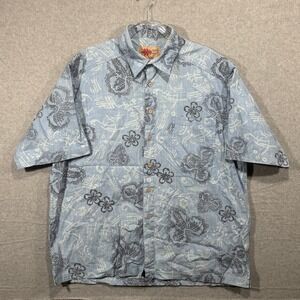 Field N Forest Hawaiian Shirt‎ Floral Print Button Up Short Sleeve XL